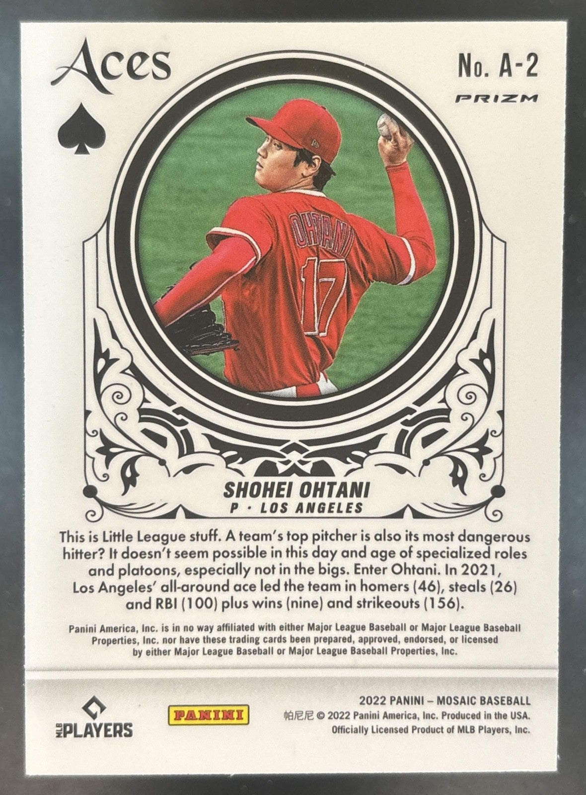 2022 Panini Mosaic Shohei Ohtani Aces Green #A-2 Los Angeles Angels