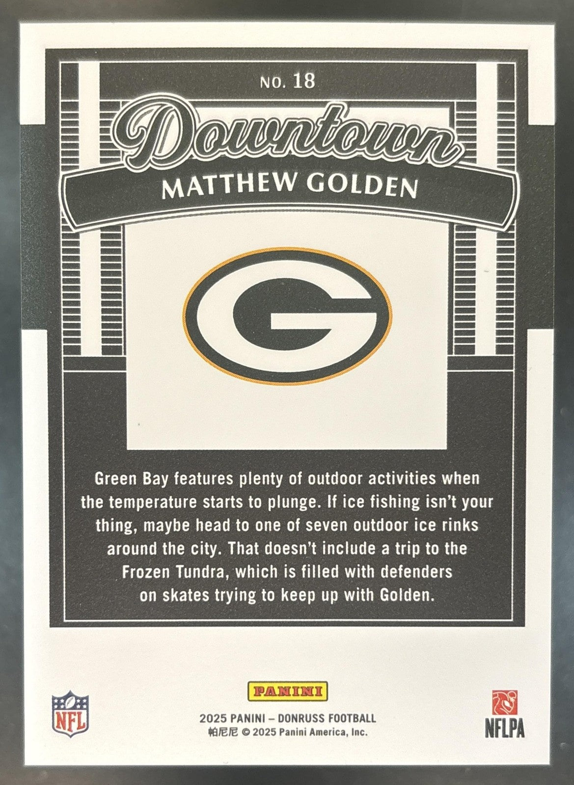 2025 Panini Donruss Matthew Golden Downtown! SP #18 RC Green Bay Packers