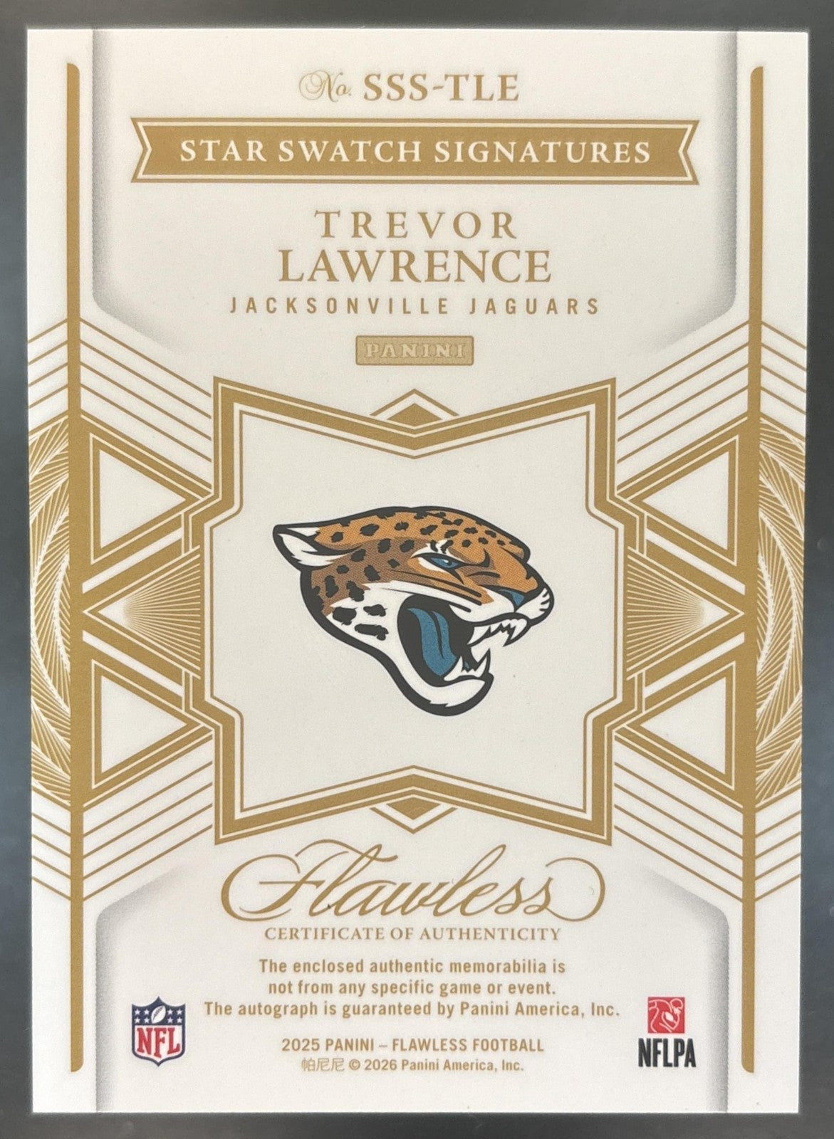 2024 Flawless Trevor Lawrence Star Swatch Signatures /20 #2 MEM Auto Jaguars