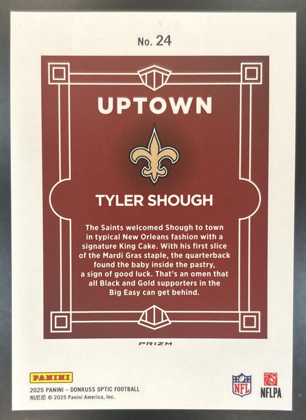 2025 Panini Donruss Optic Tyler Shough Uptown #24 RC SSP New Orleans Saints