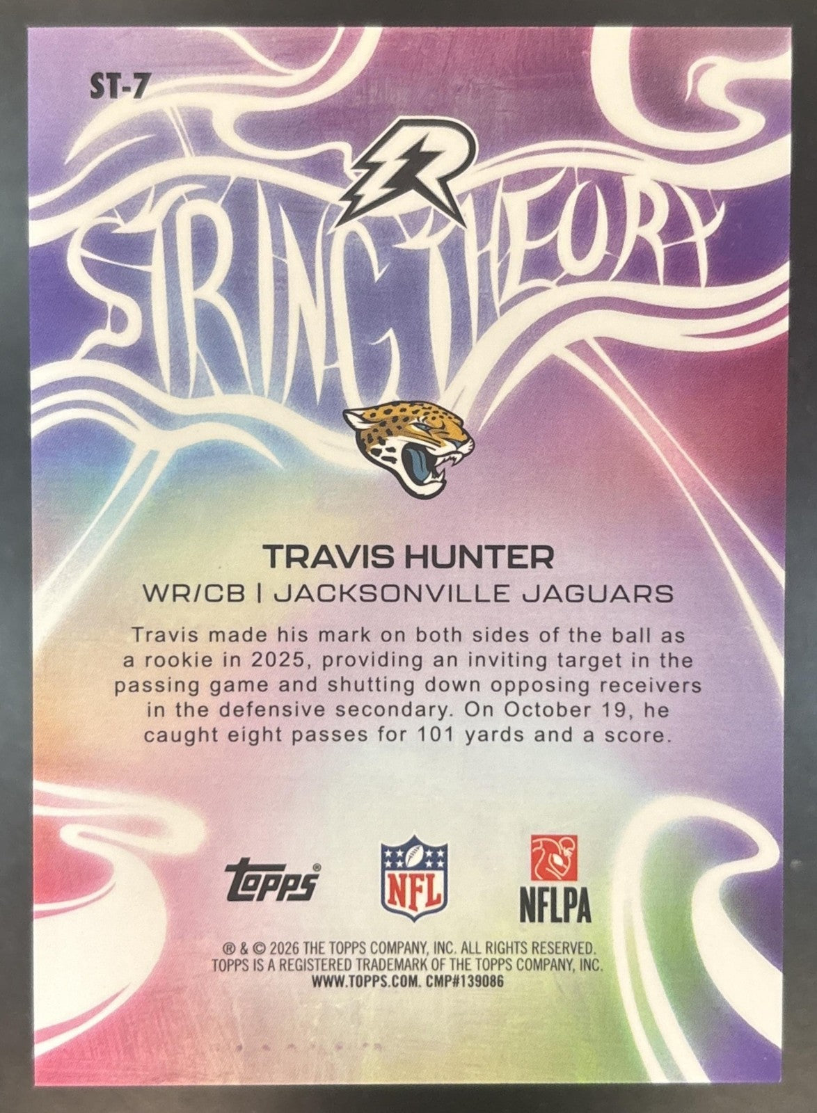 2025 Topps Resurgence Travis Hunter String Theory #ST-7 RC Jacksonville Jaguars