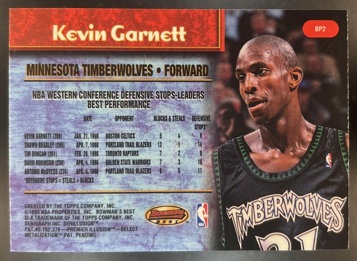 1998-99 Bowman's Best Kevin Garnett Performers #BP2 Minnesota Timberwolves