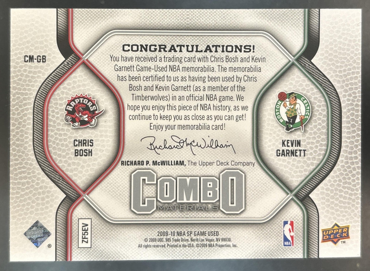 2009-10 SP Game Used Kevin Garnett Chris Bosh Combo Materials /499 #CM-GB MEM