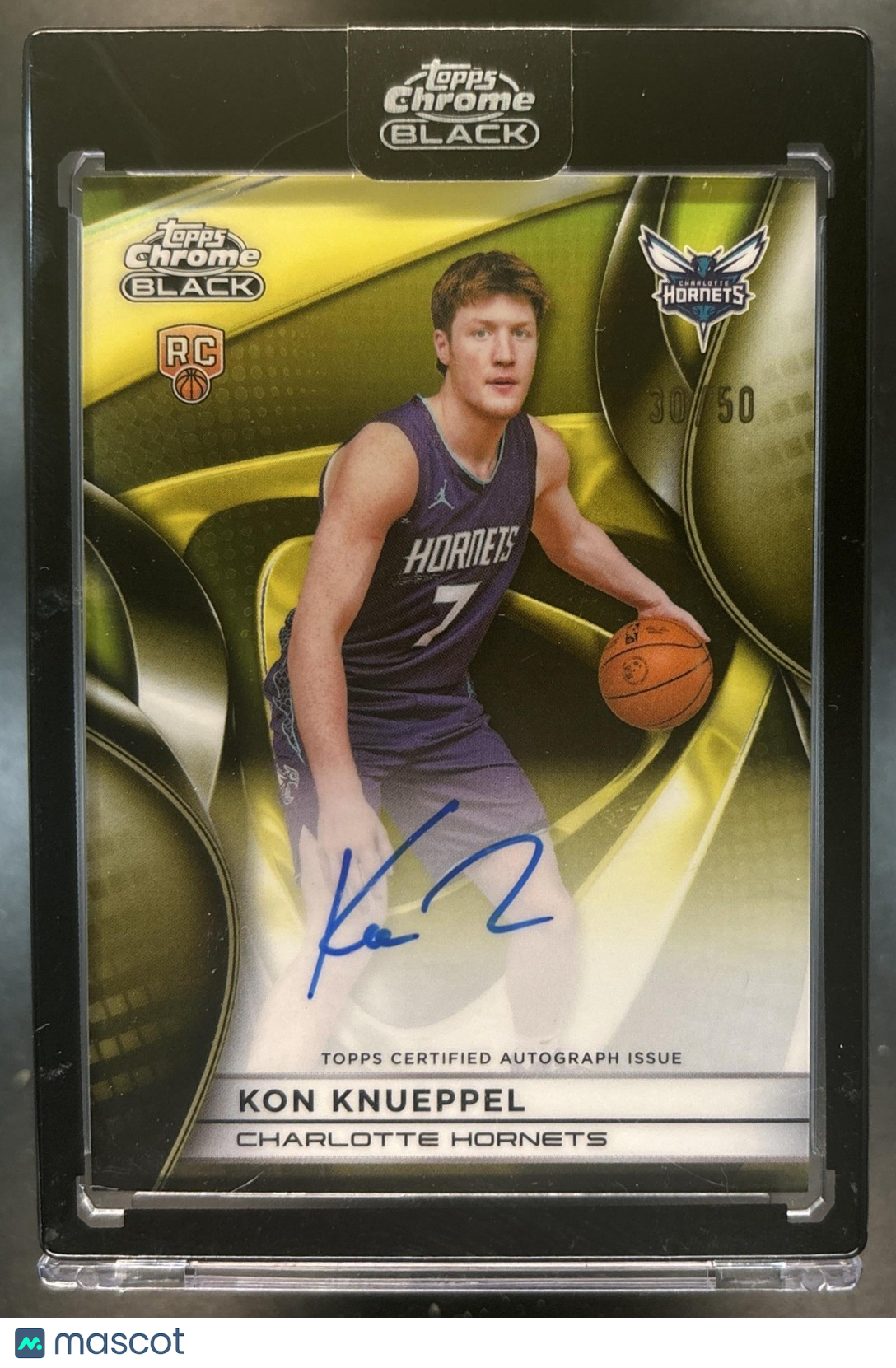 2025-26 Topps Chrome Black Kon Knueppel Auto Gold Mini-Diamond /50 RC Hornets