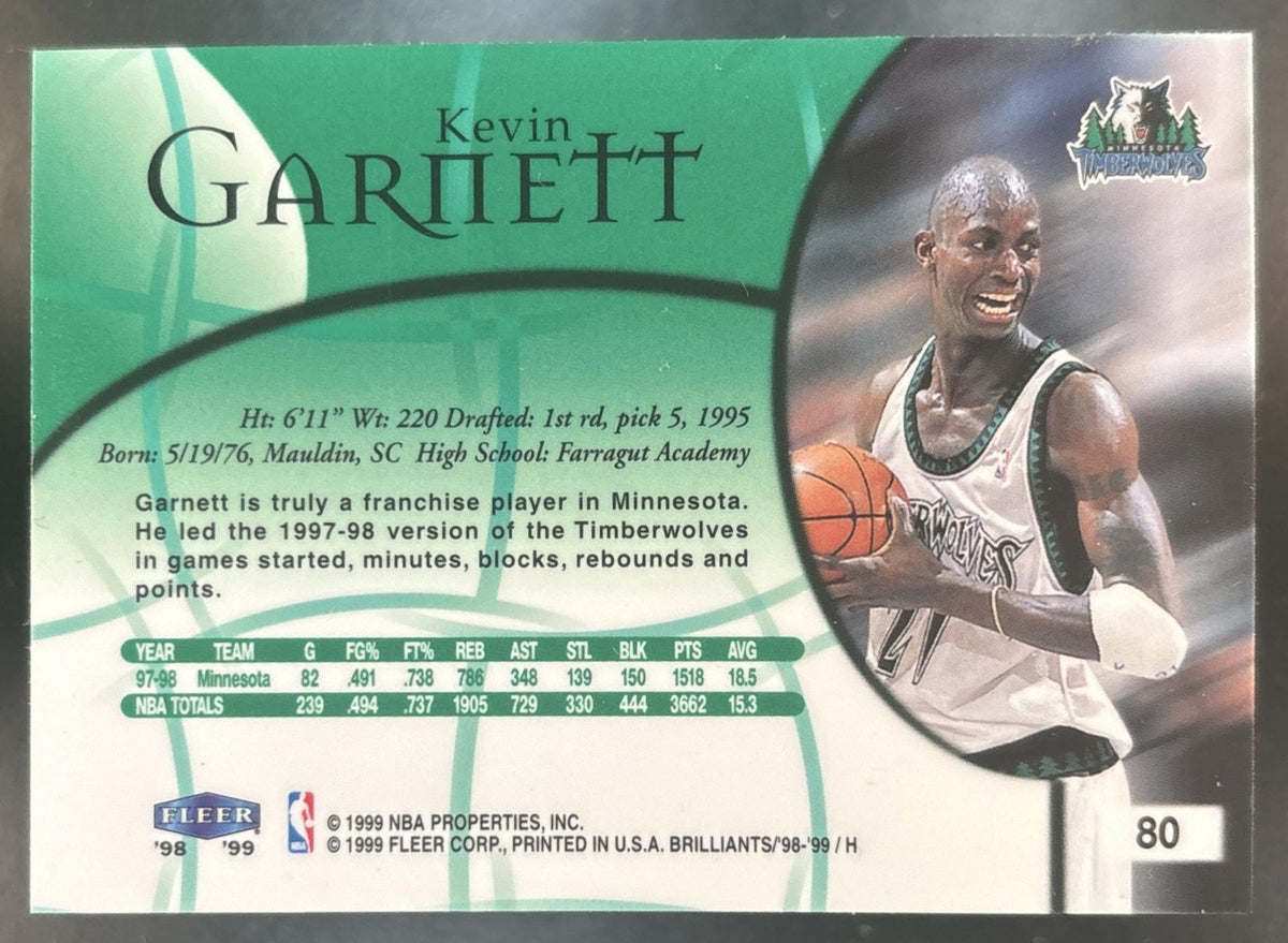 1998-99 Fleer Brilliants Kevin Garnett #80 Minnesota Timberwolves