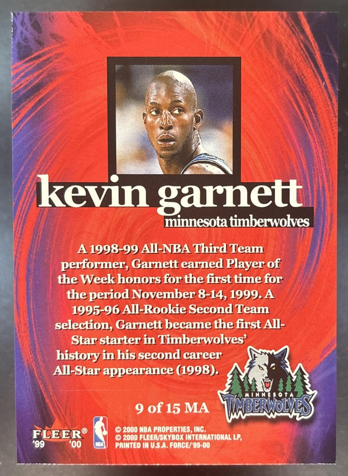 1999-00 Fleer Force Kevin Garnett Mission Accomplished Minnesota Timberwolves