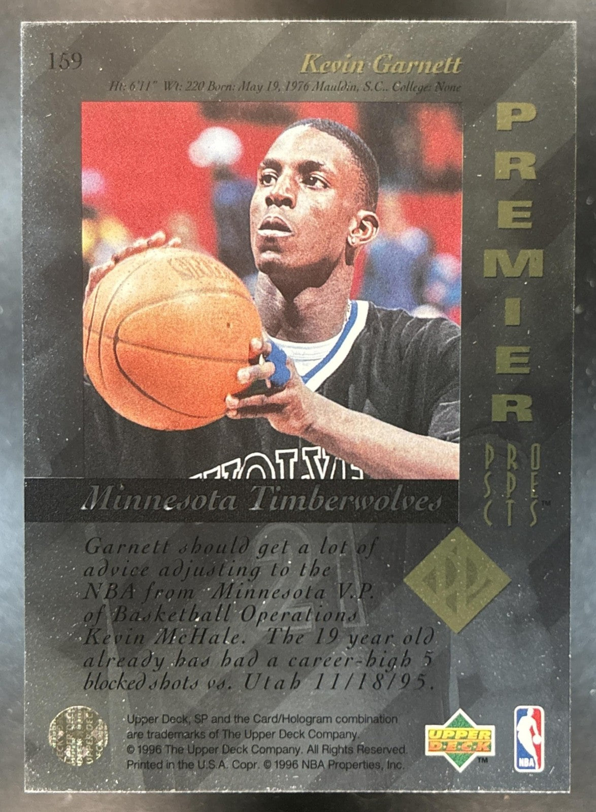 1995-96 SP Kevin Garnett #159 RC Minnesota Timberwolves