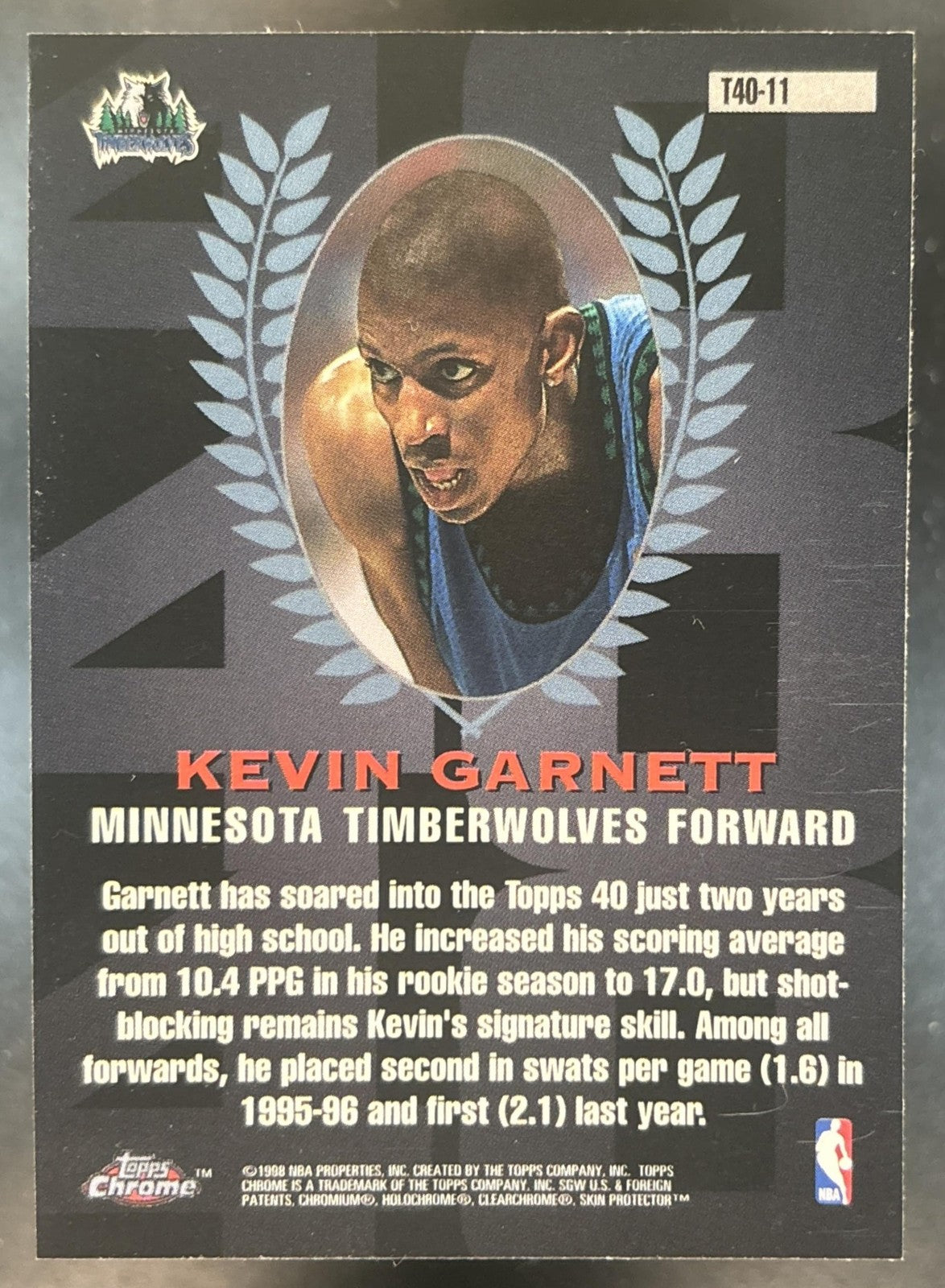 1997-98 Topps Chrome Kevin Garnett 40 #T40-11 Minnesota Timberwolves