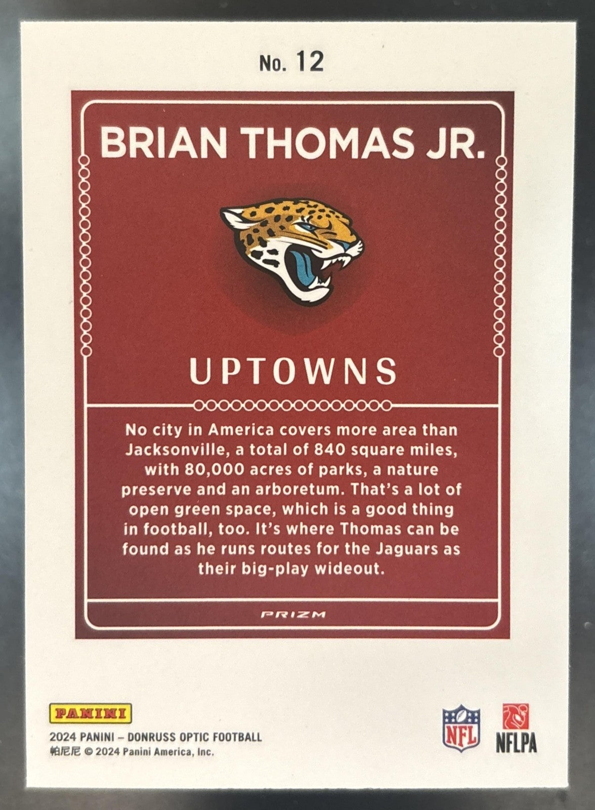2024 Donruss Optic Brian Thomas Jr. Uptown #12 RC SSP Jacksonville Jaguars