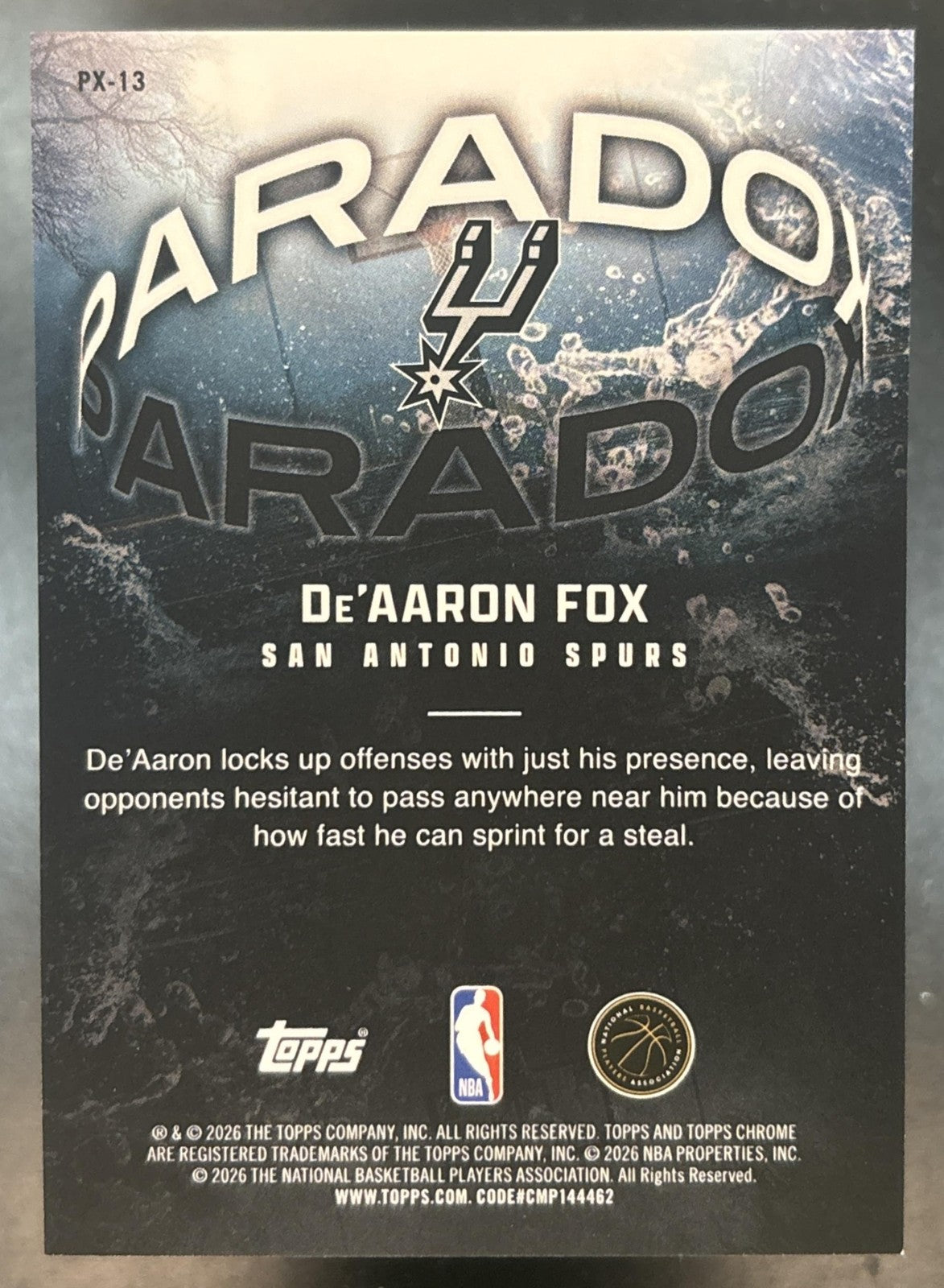 2025-26 Topps Chrome Update De'Aaron Fox Paradox #PX-13 San Antonio Spurs