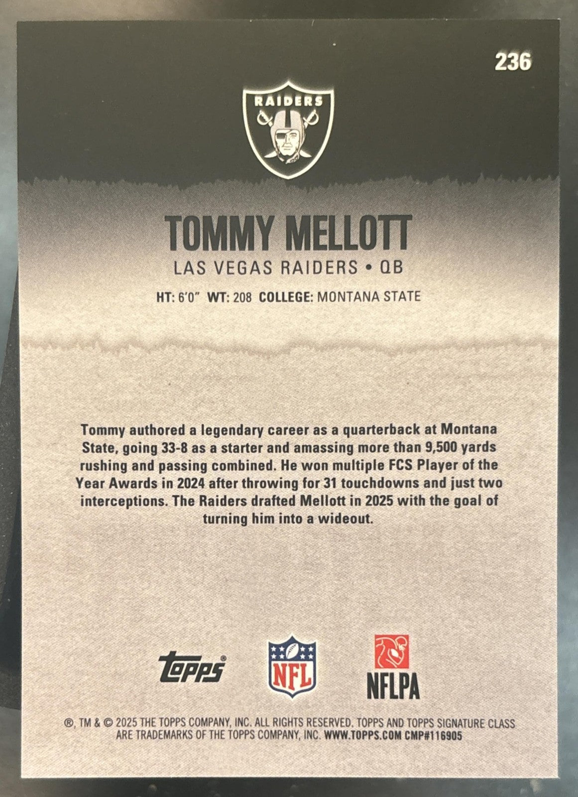 2025 Topps Signature Class Tommy Mellott Chrome Orange Refractor /50 #236 RC