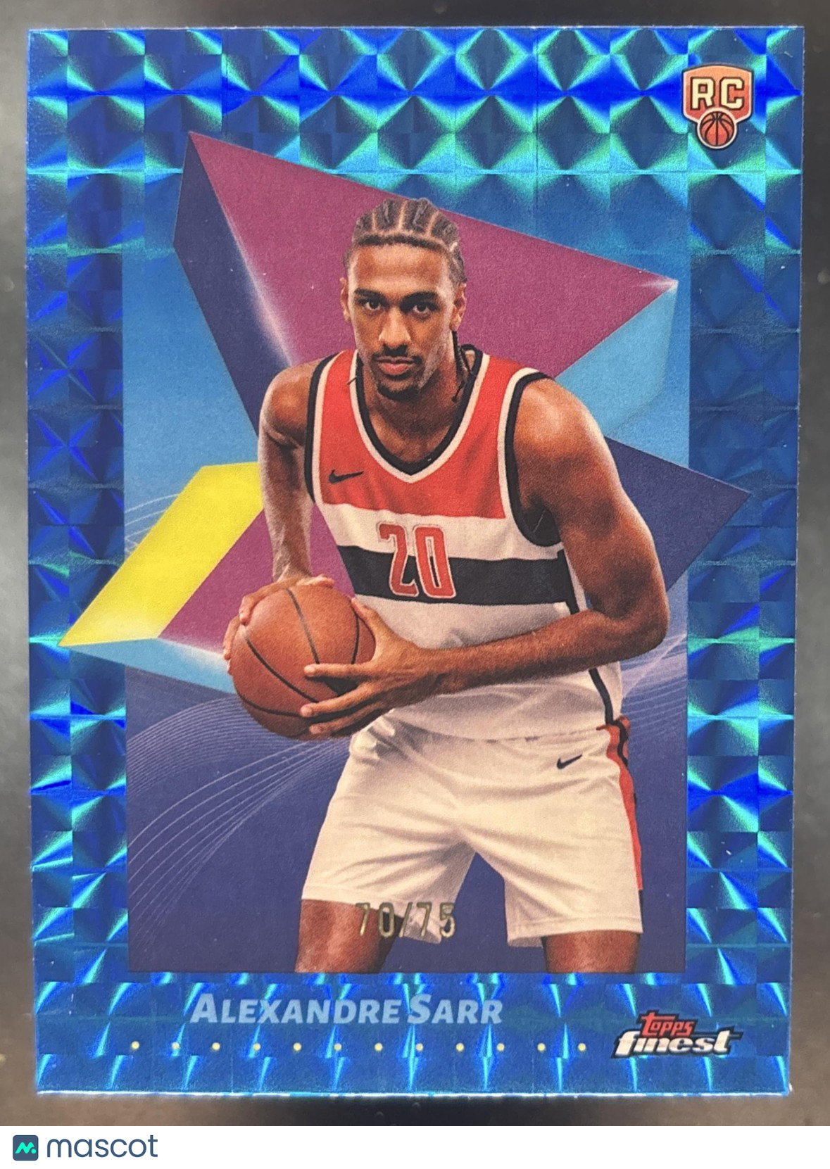 2024-25 Topps Finest Alexandre Sarr Common Blue Geometric /75 #98 RC Wizards