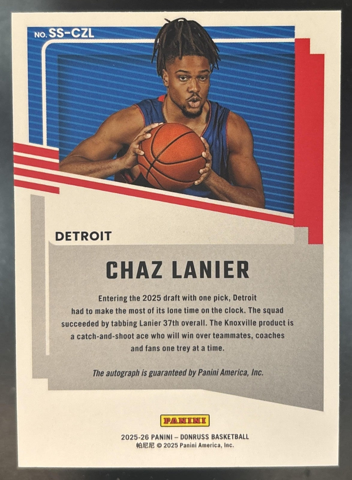 2025-26 Panini Donruss Chaz Lanier Significant Signatures RC Auto Pistons