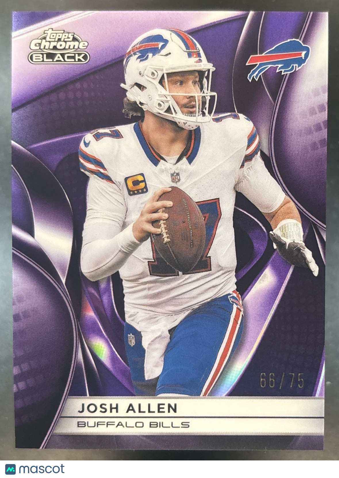 2025 Topps Chrome Black Josh Allen Purple /75 #12 Buffalo Bills
