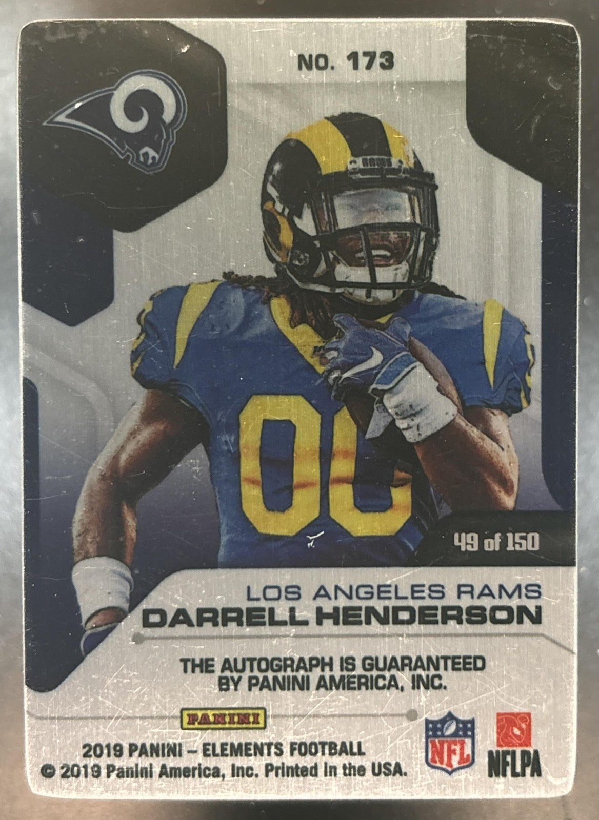 2019 Panini Elements Darrell Henderson /150 #173 RC Auto Los Angeles Rams
