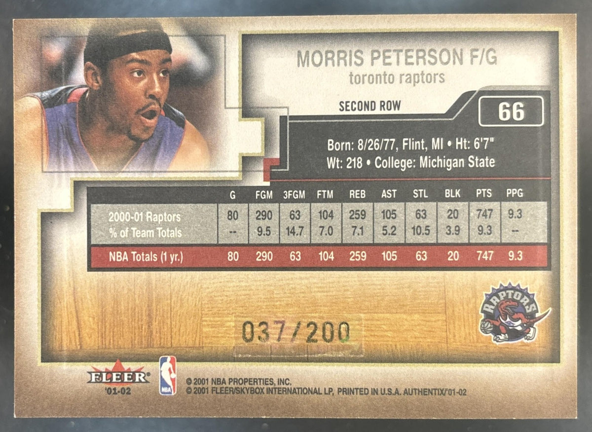 2001-02 Fleer Authentix Morris Peterson Second Row /200 #66 Toronto Raptors