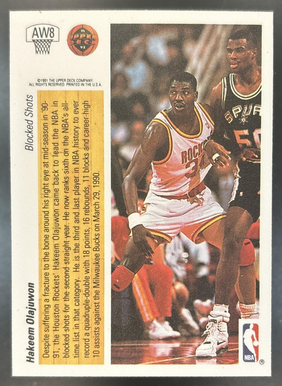 1991-92 Upper Deck Hakeem Olajuwon Award Winner Holograms #AW8 Houston Rockets