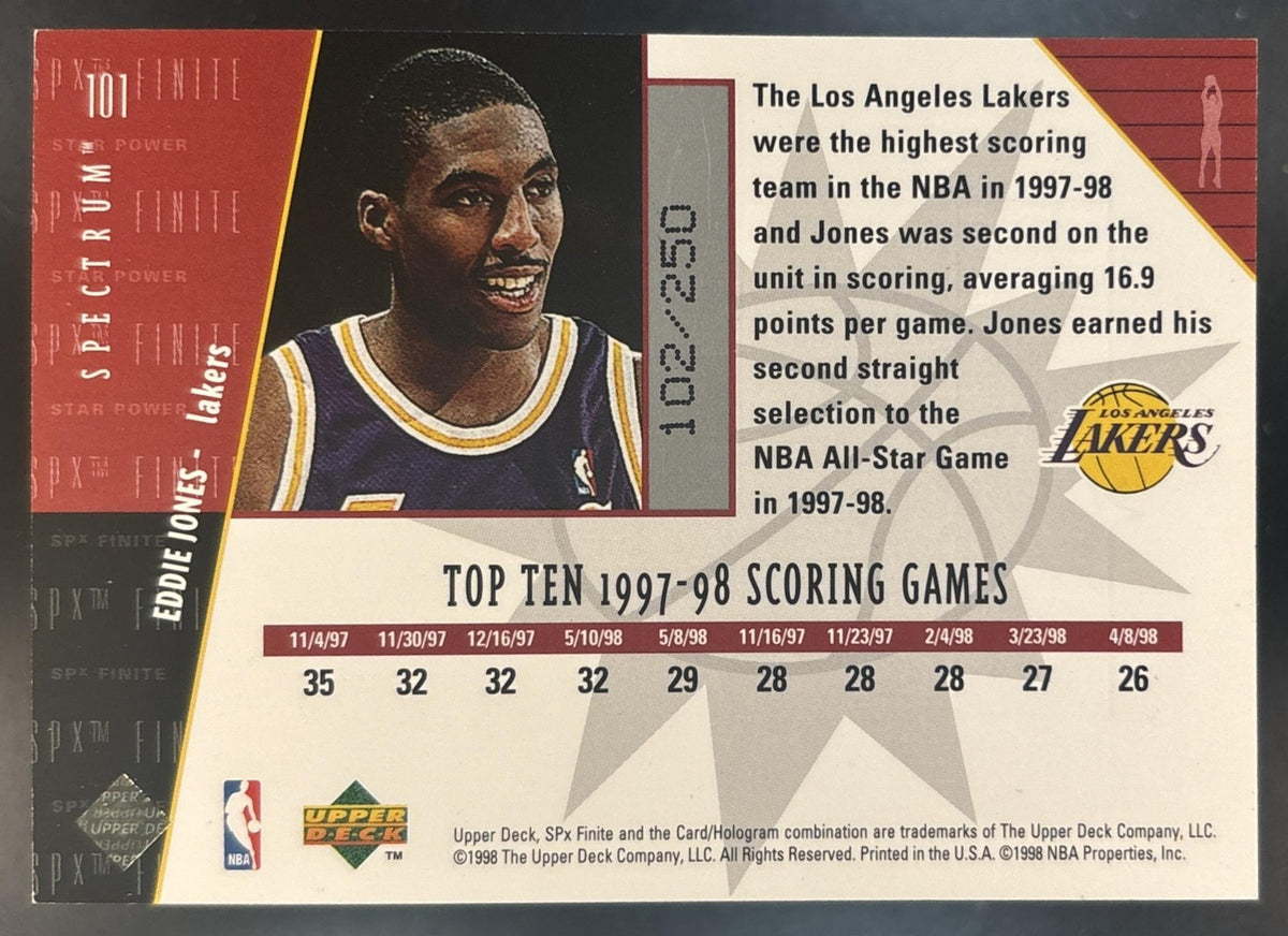 1998-99 SPx Finite Eddie Jones Spectrum /250 #101 Los Angeles Lakers