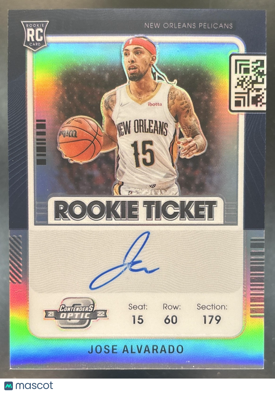 2021-22 Panini Contenders Optic Jose Alvarado #104 RC Auto New Orleans Pelicans