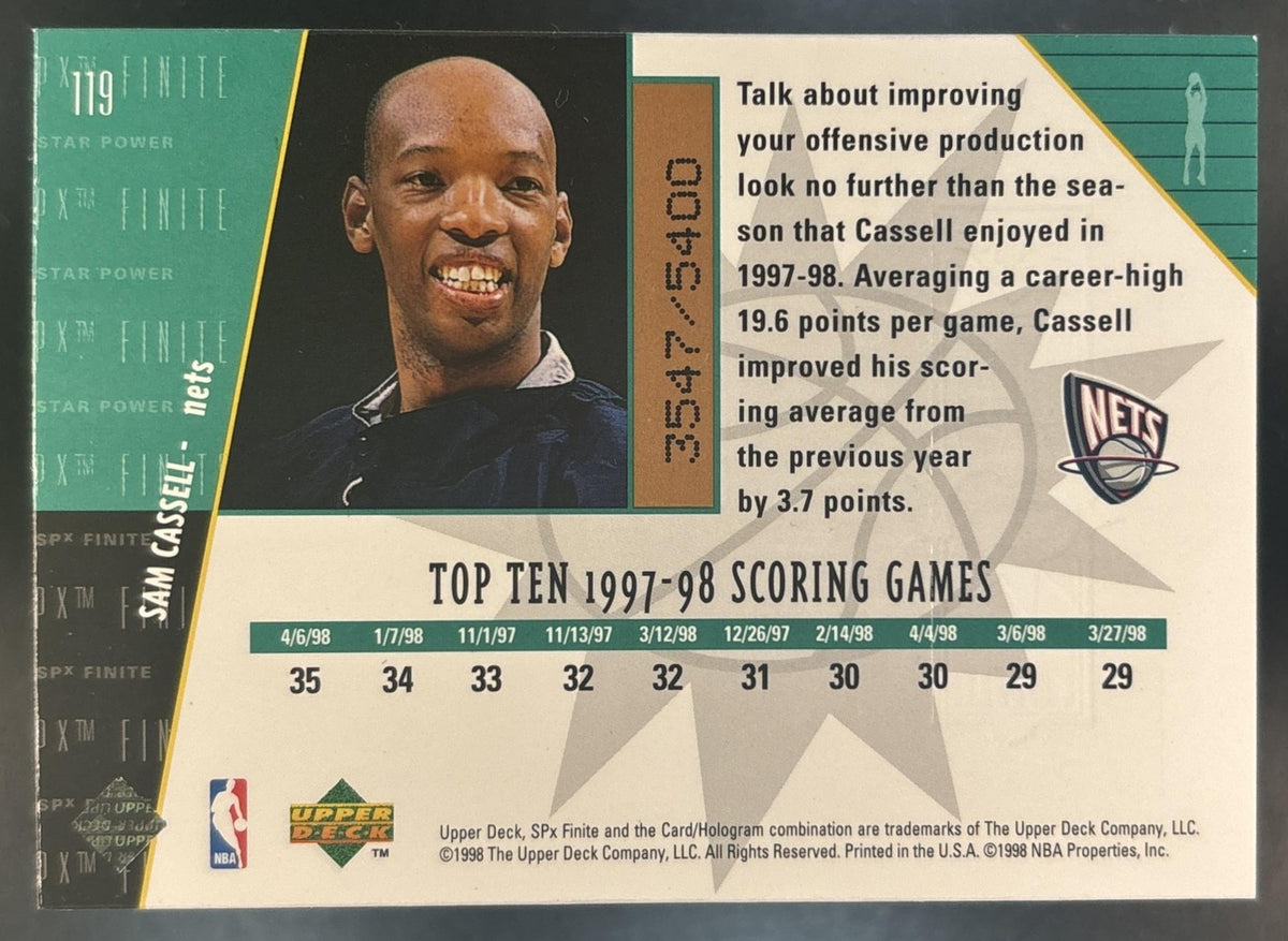 1998-99 SPx Finite Sam Cassell /5400 #119 New Jersey Nets