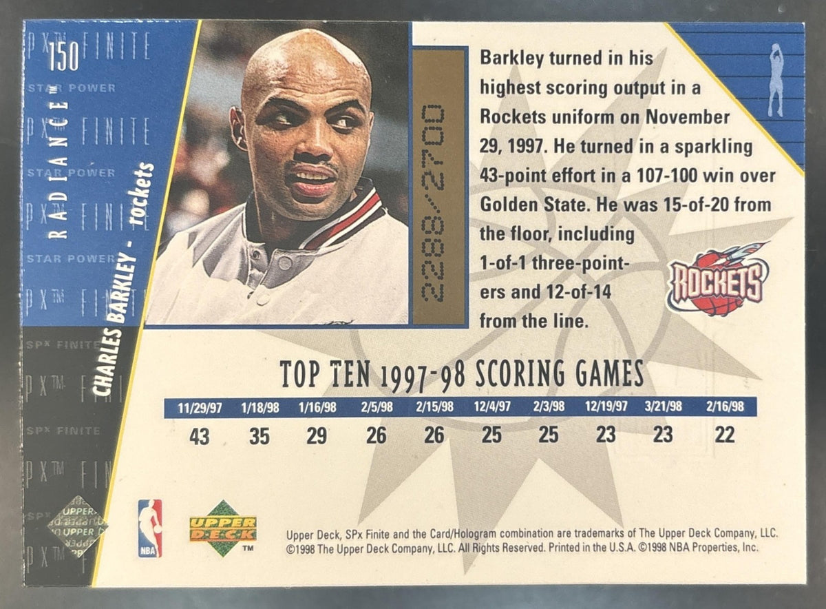 1998-99 SPx Finite Charles Barkley /2700 #150 Houston Rockets