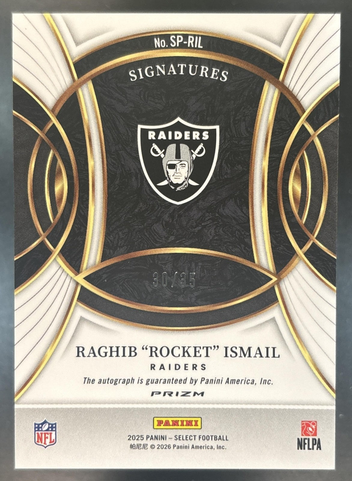 2025 Panini Select Raghib "Rocket" Ismail Signatures White /35 Auto Raiders