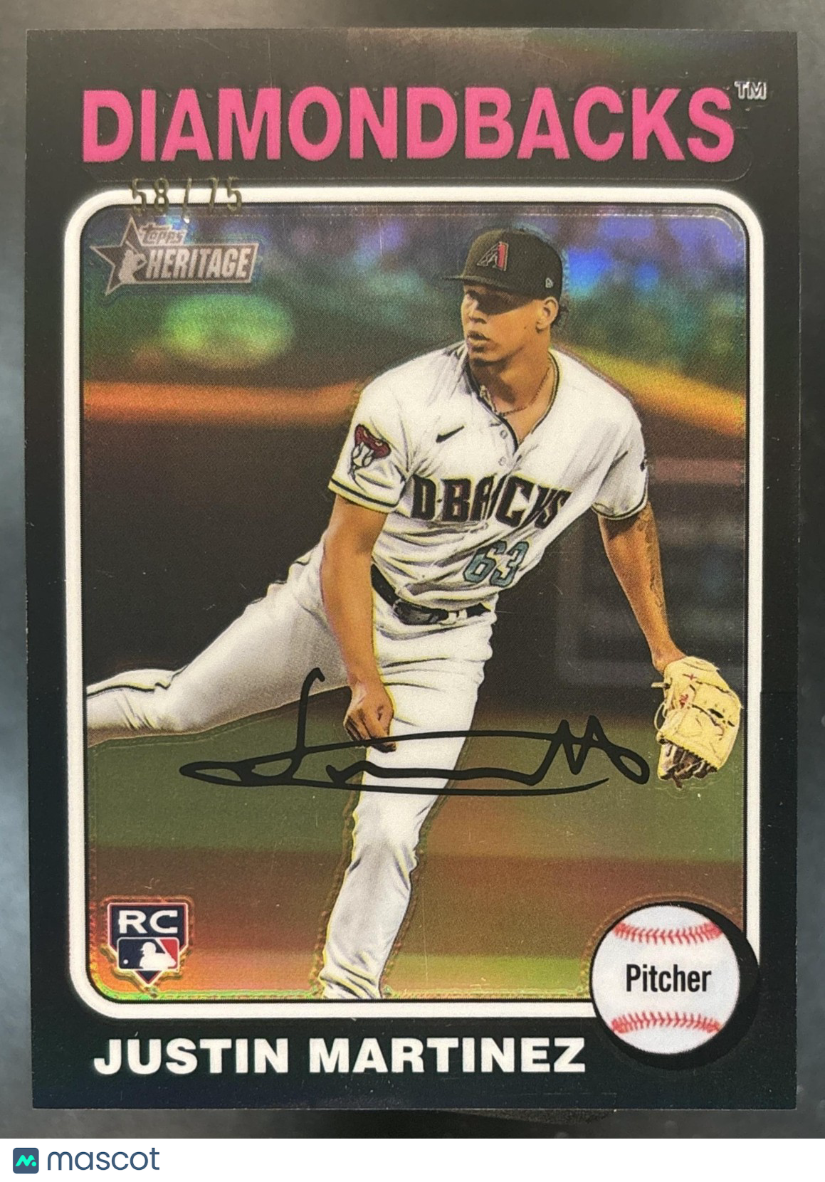 2024 Topps Heritage High Number Justin Martinez Chrome Black /75 #169 RC