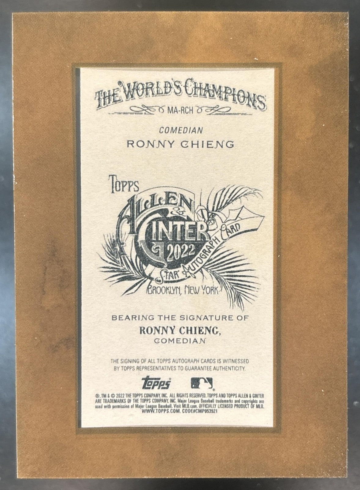 2022 Topps Allen & Ginter Ronny Chieng Framed Mini Auto #MA-RCH