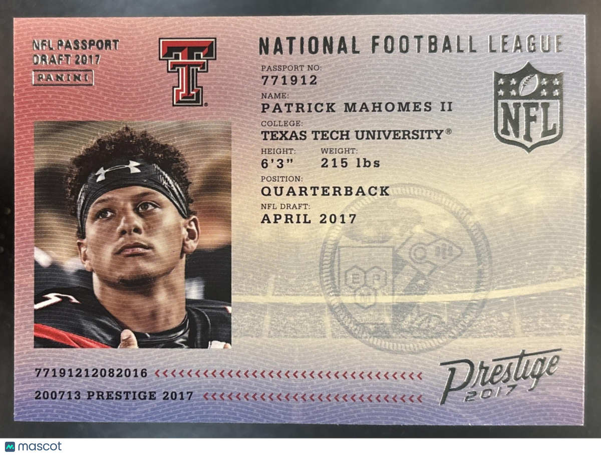 2017 Panini Prestige Patrick Mahomes II NFL Passport #5 RC