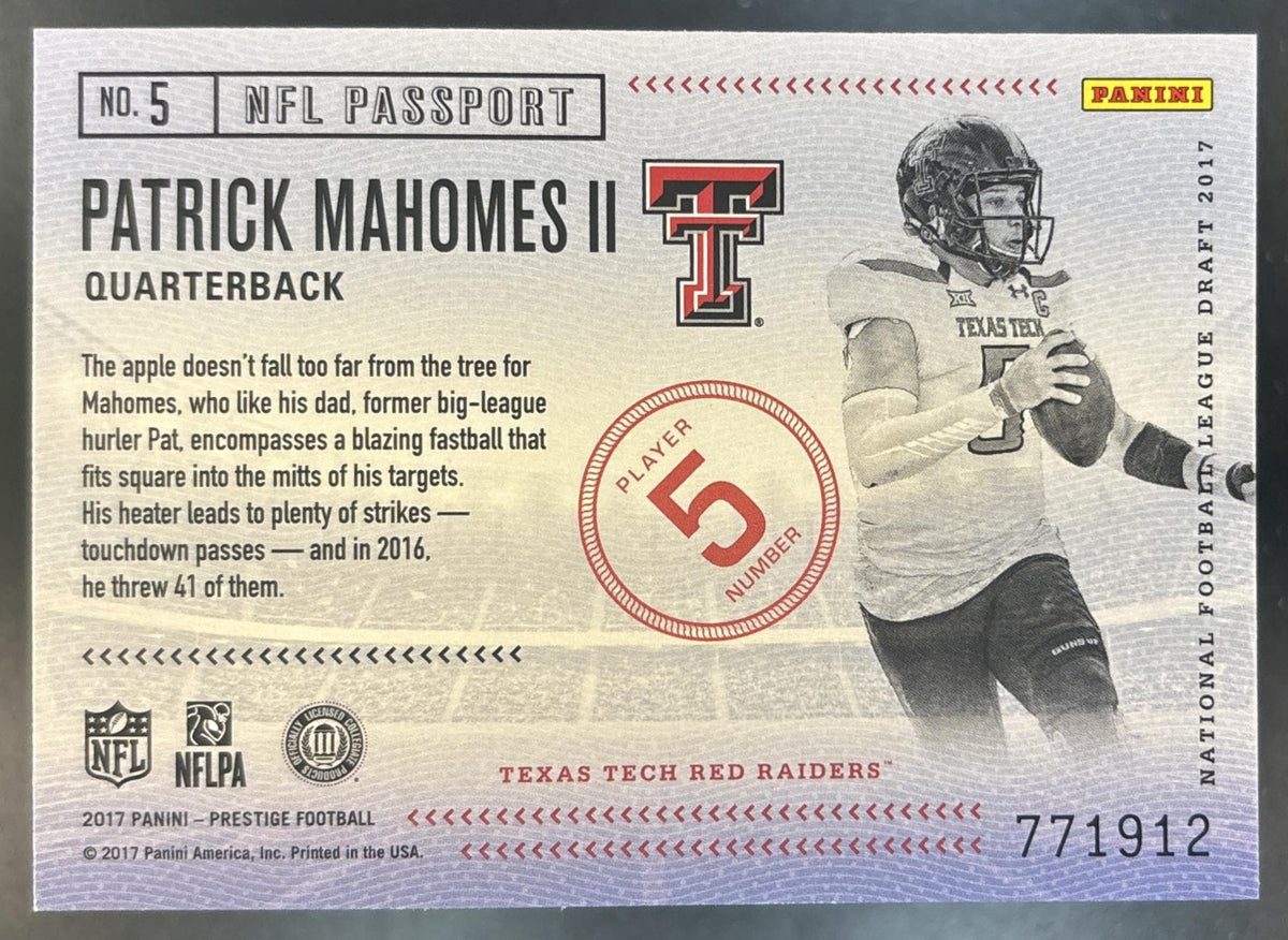 2017 Panini Prestige Patrick Mahomes II NFL Passport #5 RC