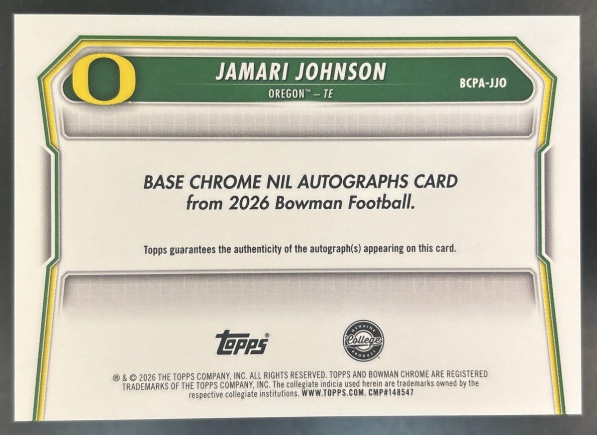2026 Bowman Jamari Johnson Chrome Auto Gold Mojo /50 1st Prospect Oregon Ducks