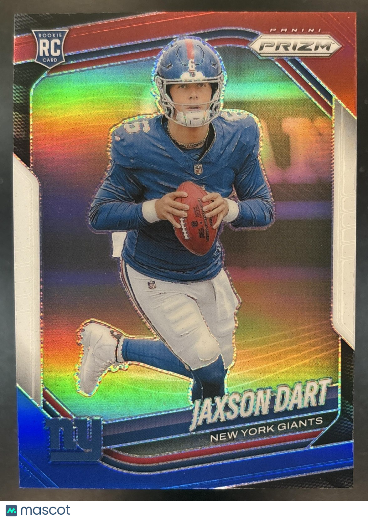 2025 Panini Prizm Jaxson Dart Red White & Blue #332 RC New York Giants