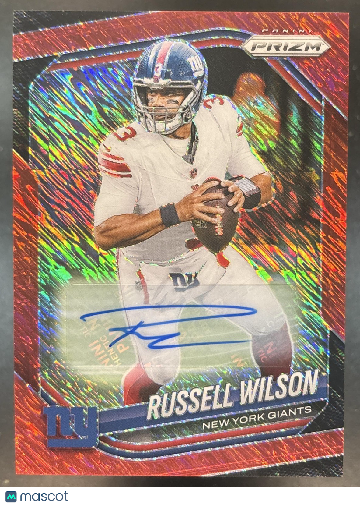 2025 Panini Prizm Russell Wilson Auto Red Shimmer /35 #202 New York Giants