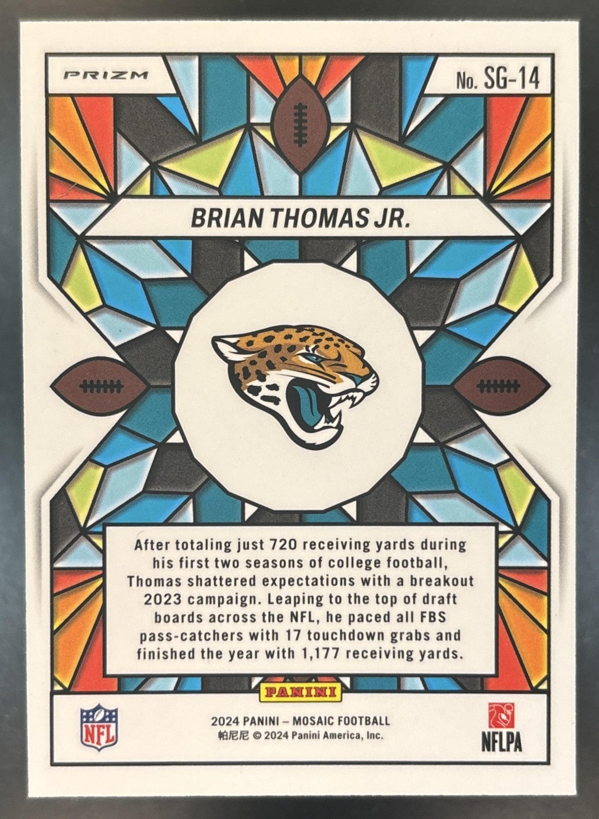 2024 Panini Mosaic Brian Thomas Jr. Stained Glass #SG-14 Jacksonville Jaguars
