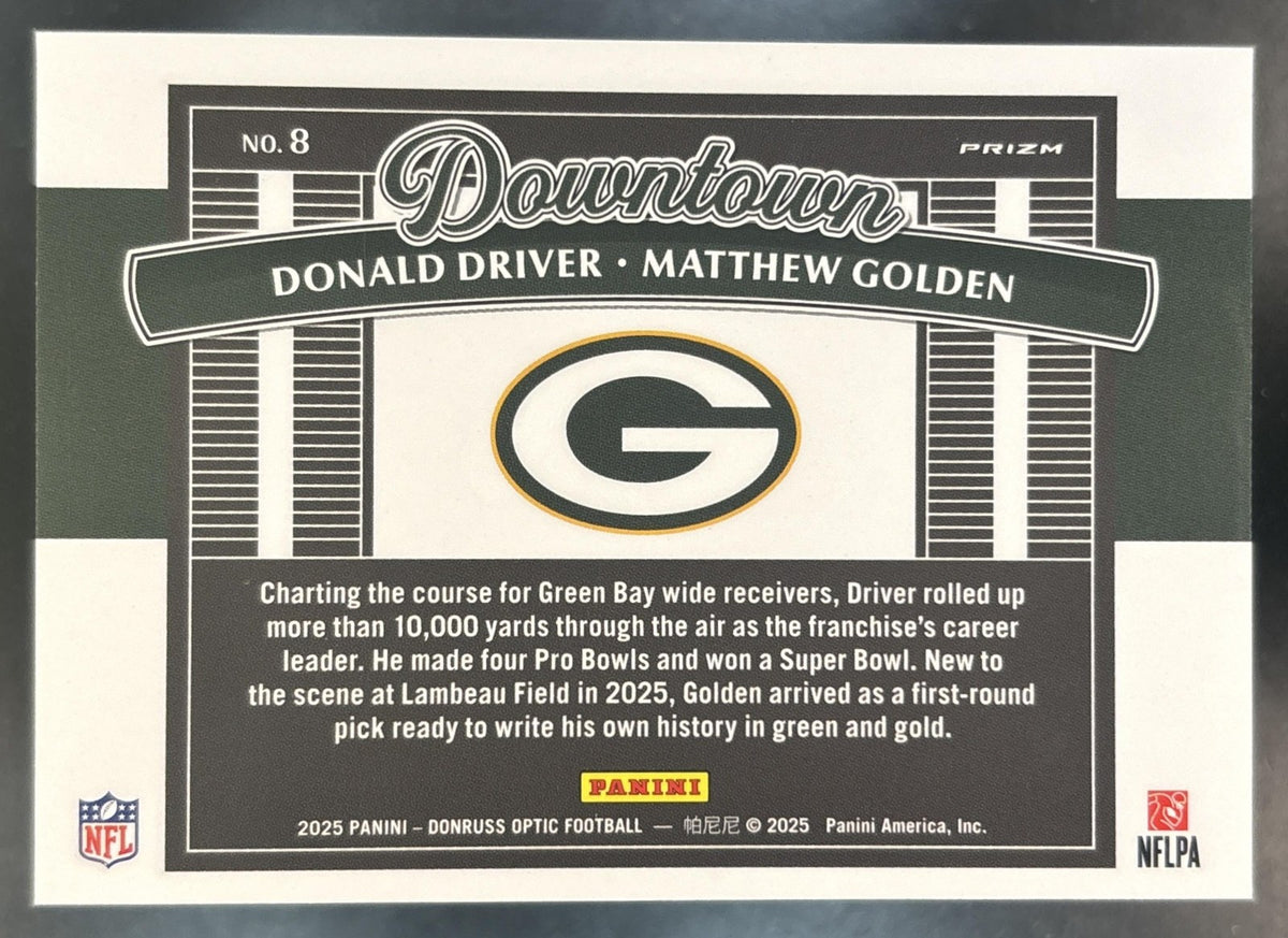 2025 Donruss Optic Donald Driver Matthew Golden Downtown Duos #8 RC Packers