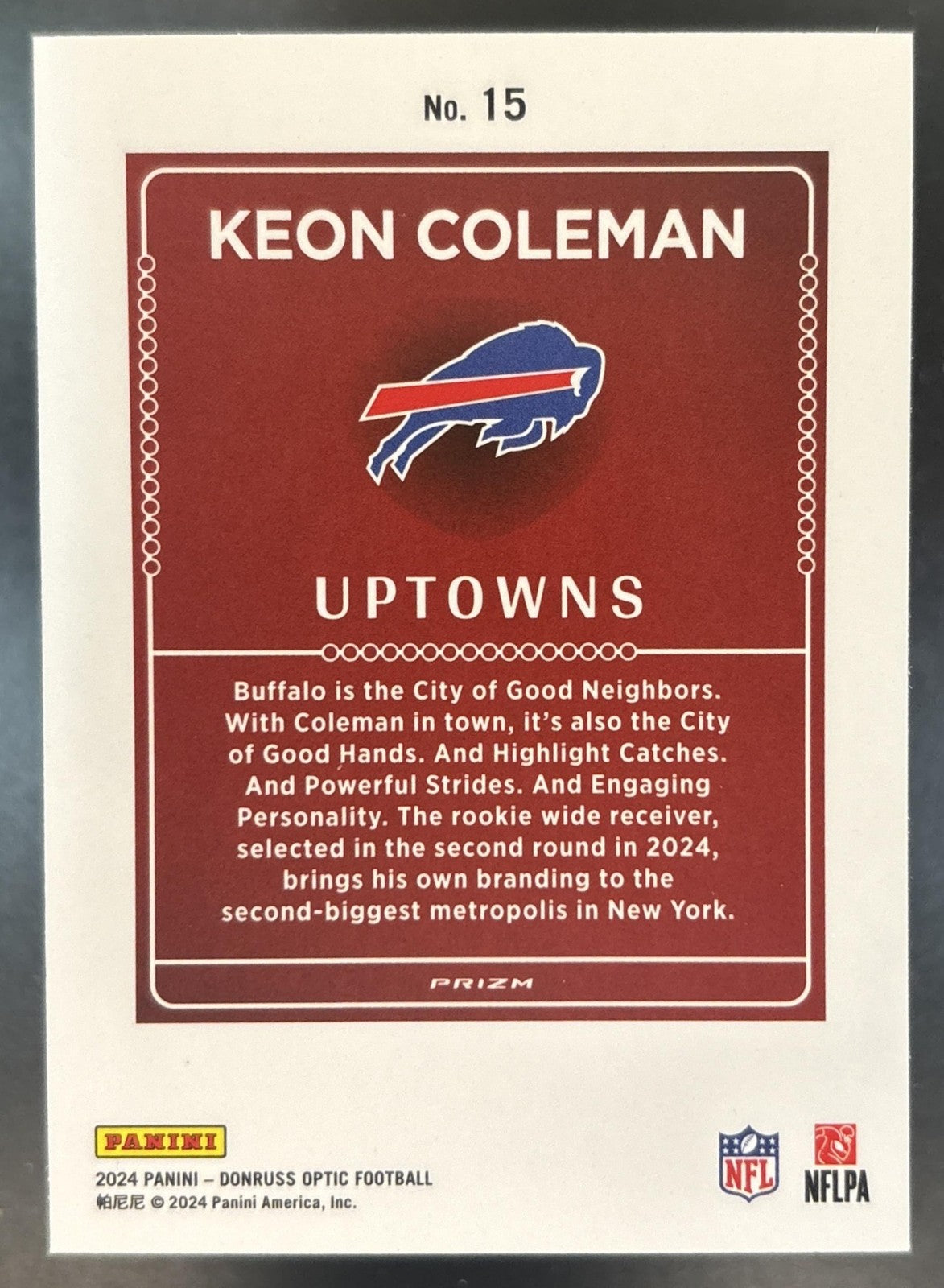 2024 Panini Donruss Optic Keon Coleman Uptown #15 RC SSP Buffalo Bills