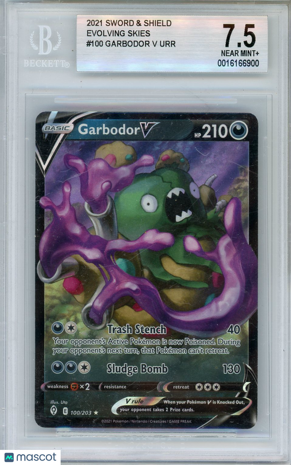 2021 Pokemon Sword and Shield Evolving Skies Garbodor V URR #100 BGS 7.5