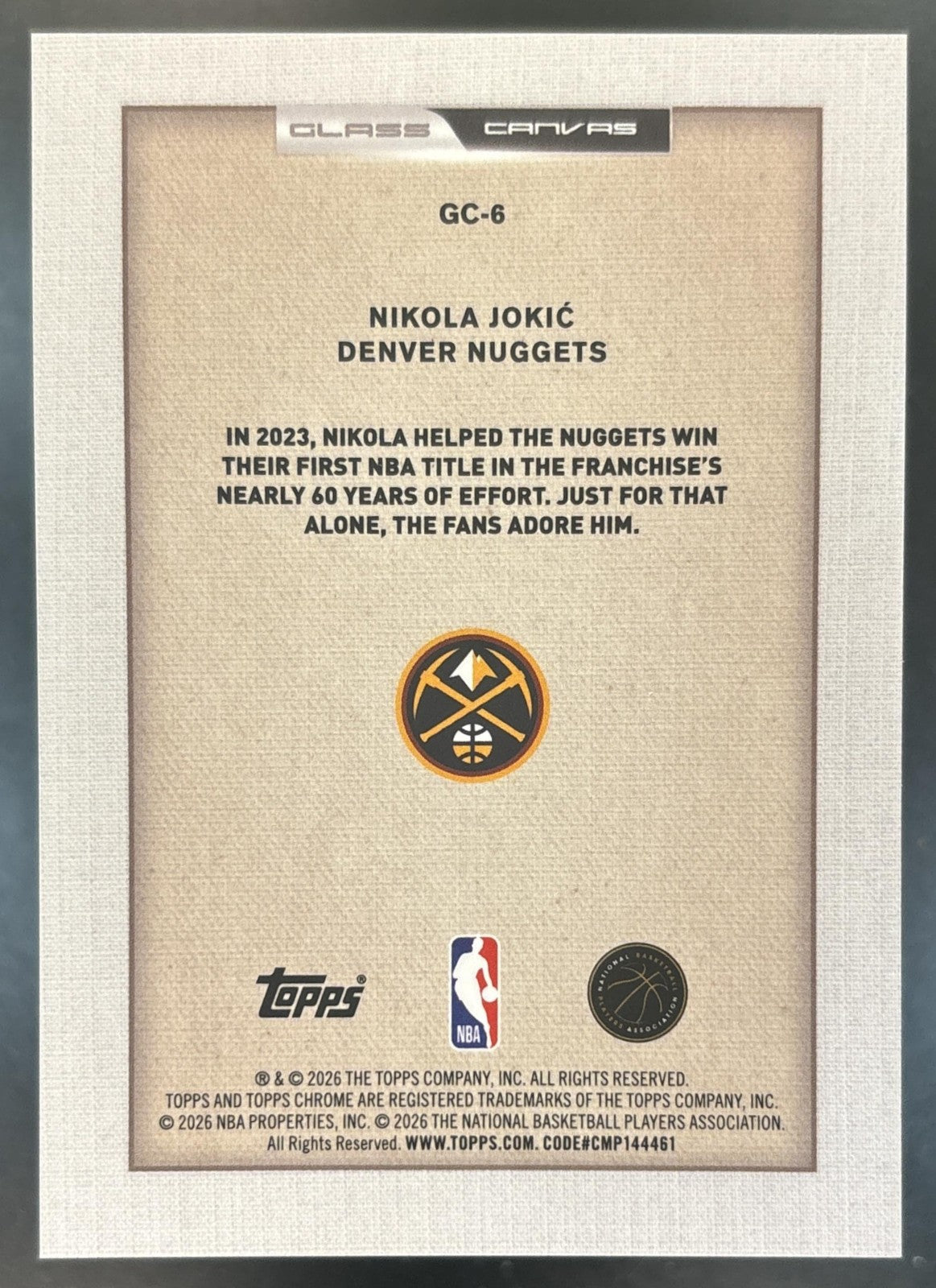 2025-26 Topps Chrome Update Nikola Jokic Glass Canvas #GC-6 SSP Denver Nuggets