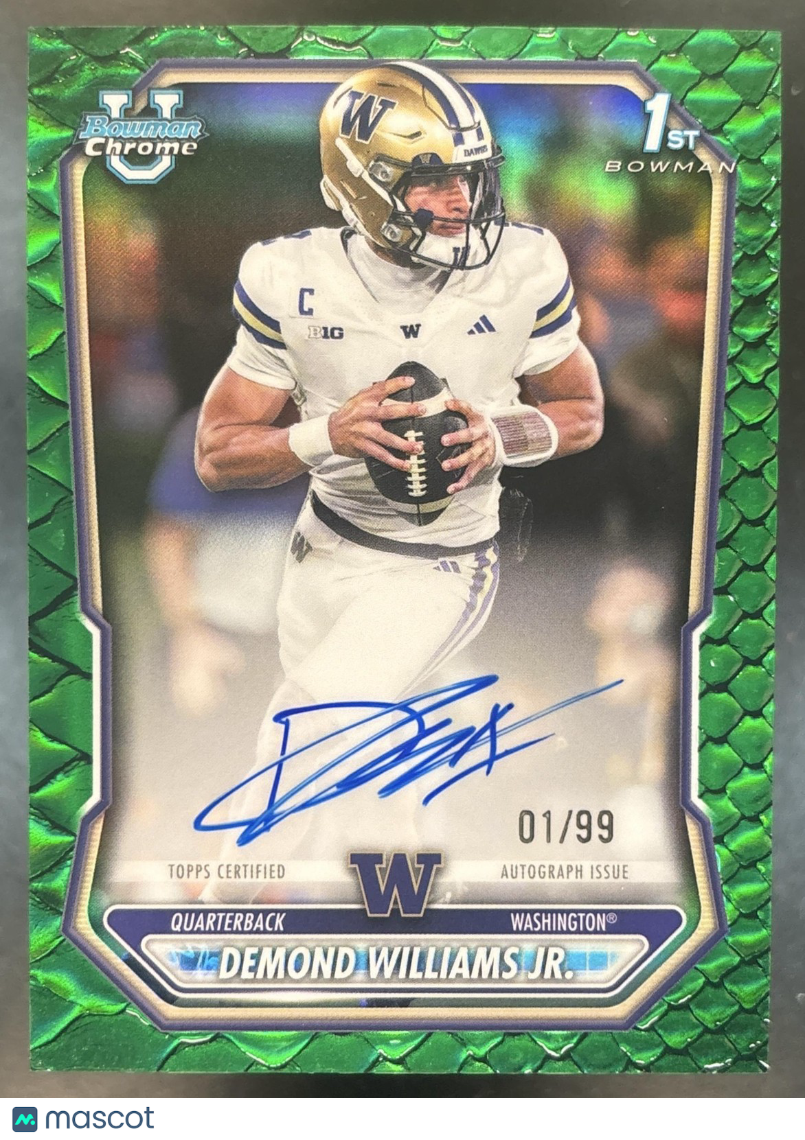 2026 Bowman Demond Williams Jr. Chrome Auto Green Reptilian 1/99 1st Prospect