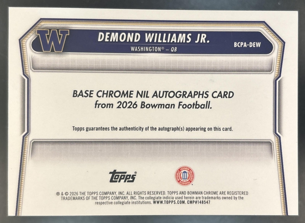 2026 Bowman Demond Williams Jr. Chrome Auto Green Reptilian 1/99 1st Prospect