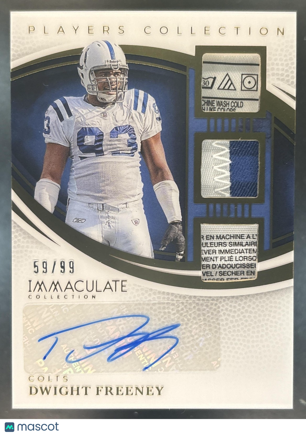 2025 Immaculate Collection Dwight Freeney Players Collection Tri Patch Auto /99