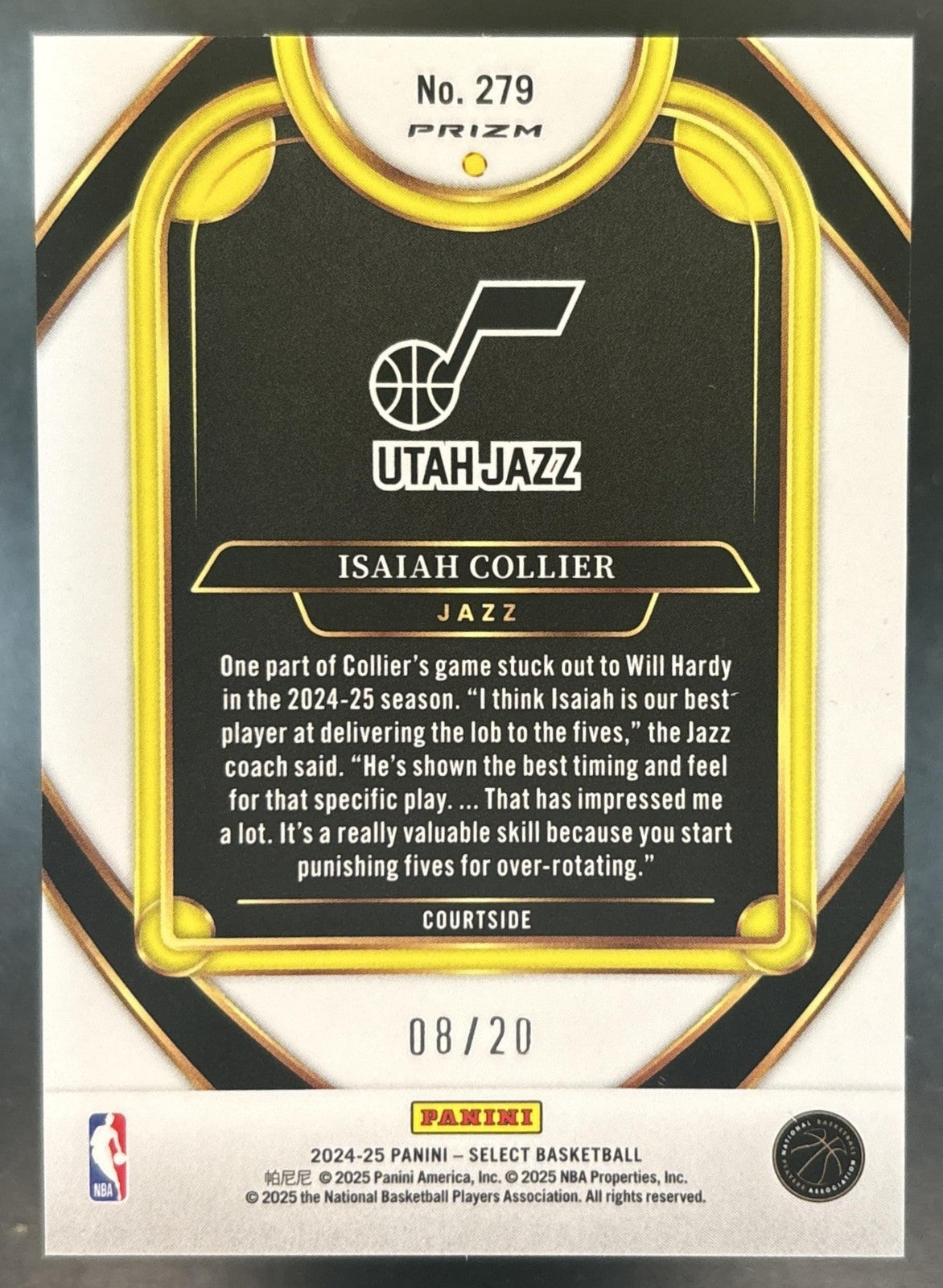 2024-25 Panini Select Isaiah Collier Courtside Blue Stars /20 #279 RC Utah Jazz