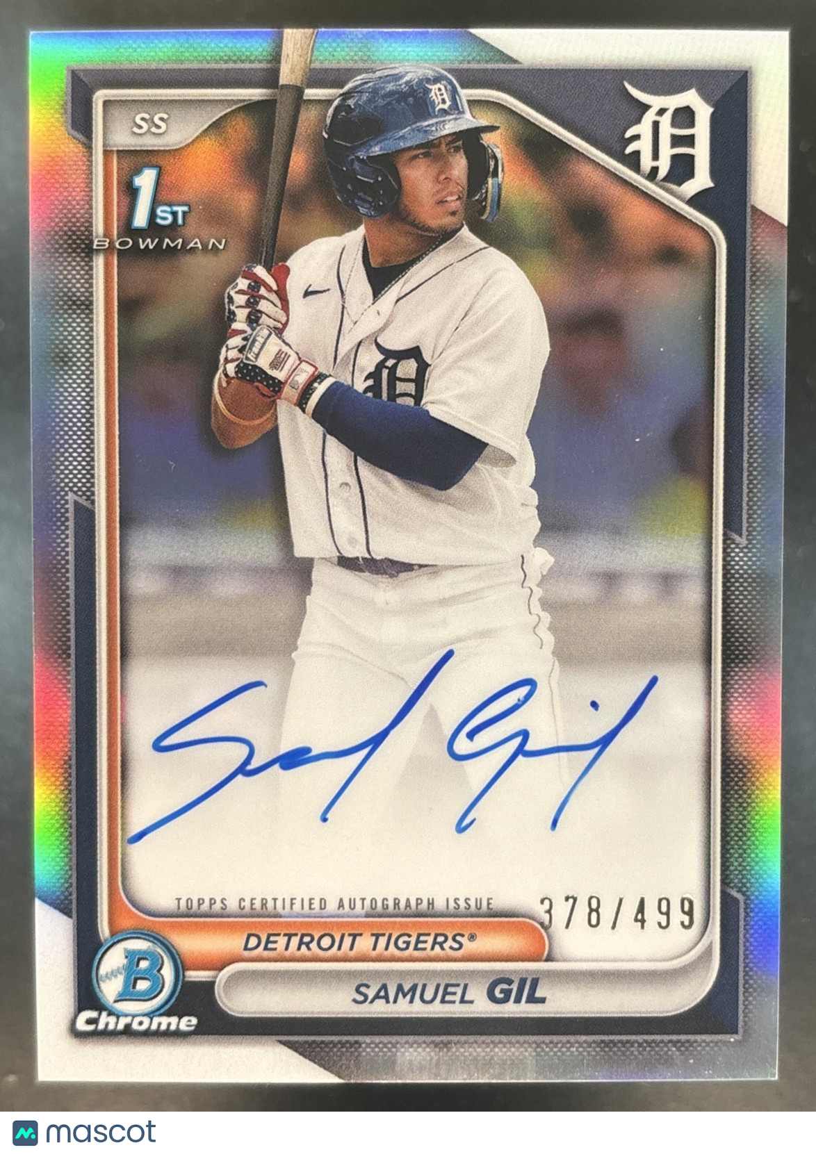 2024 Bowman Chrome Samuel Gil Auto Refractor /499 1st Prospect Detroit Tigers
