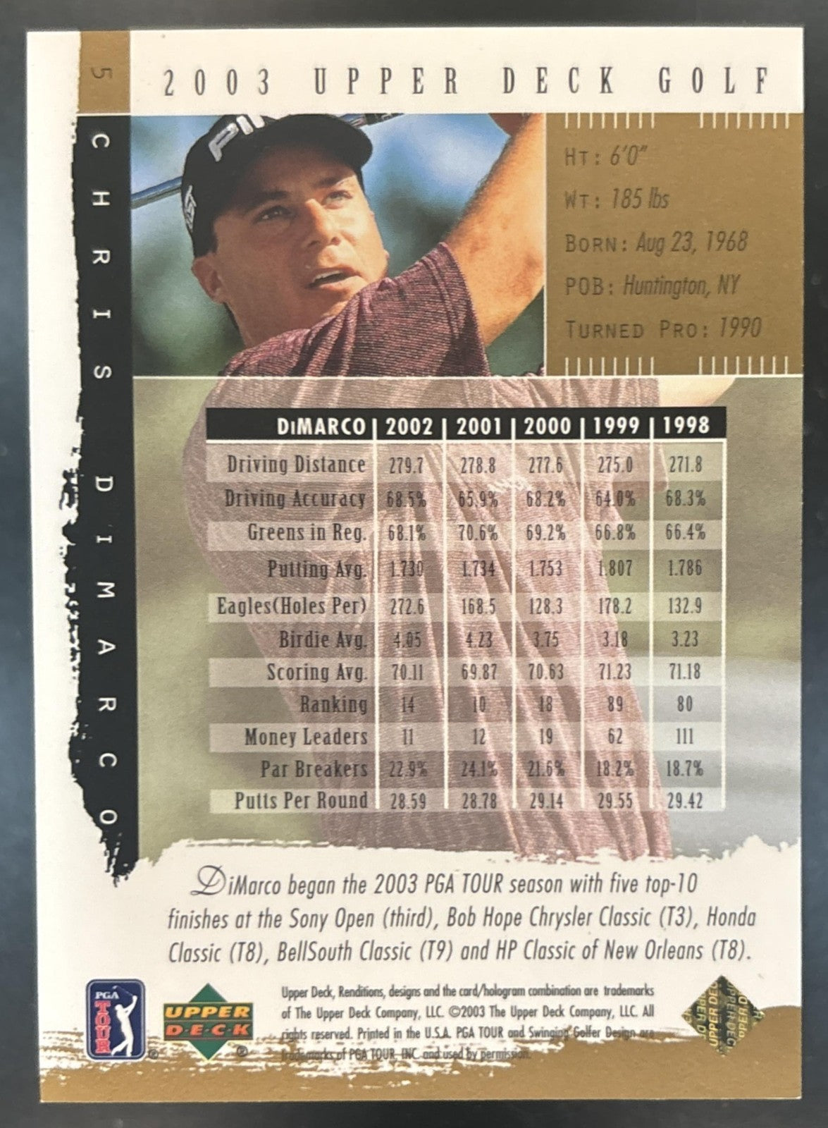 2003 Upper Deck Renditions Chris DiMarco Gold /250 #5