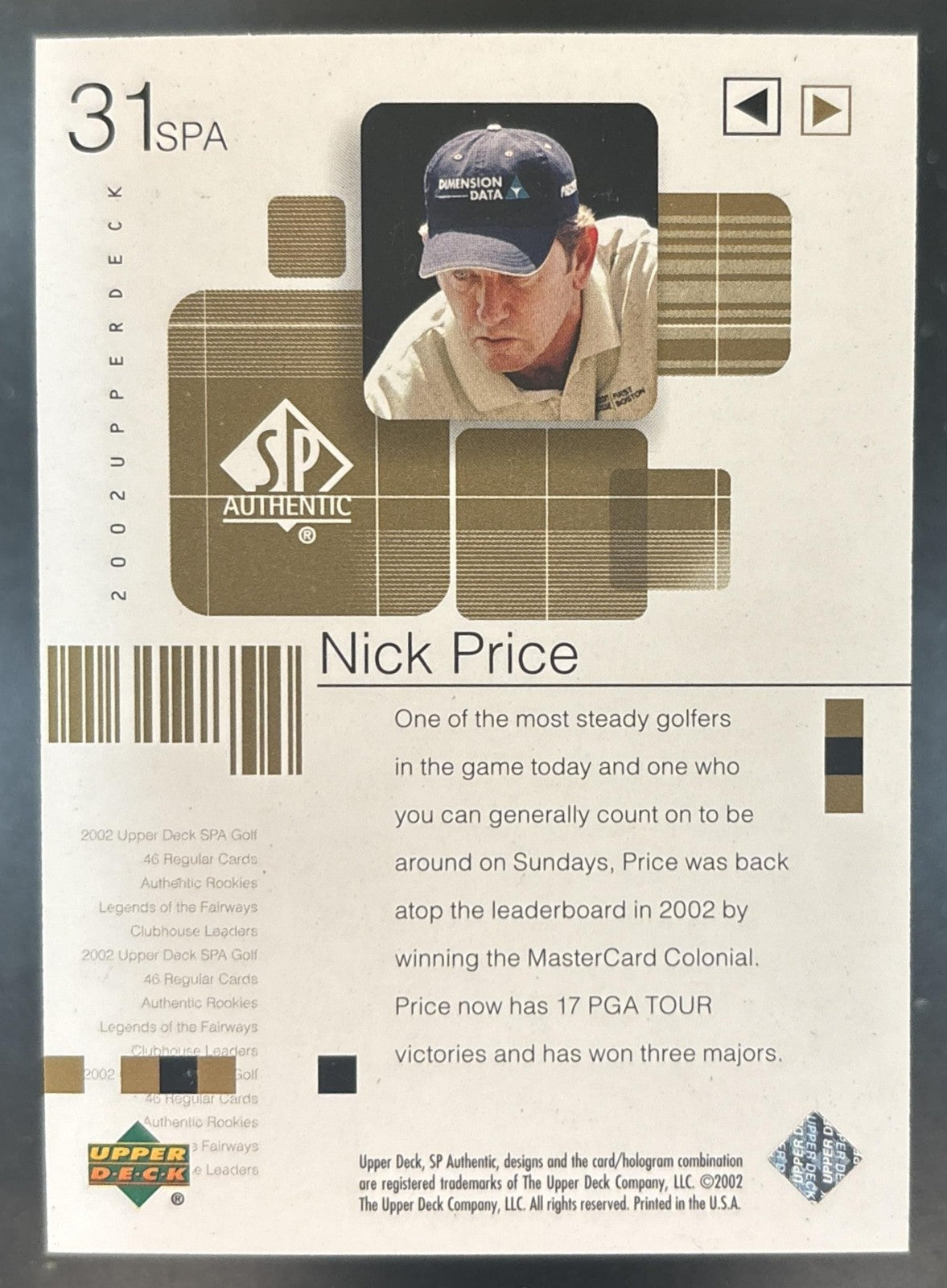 2002 SP Authentic Nick Price Limited /100 #31
