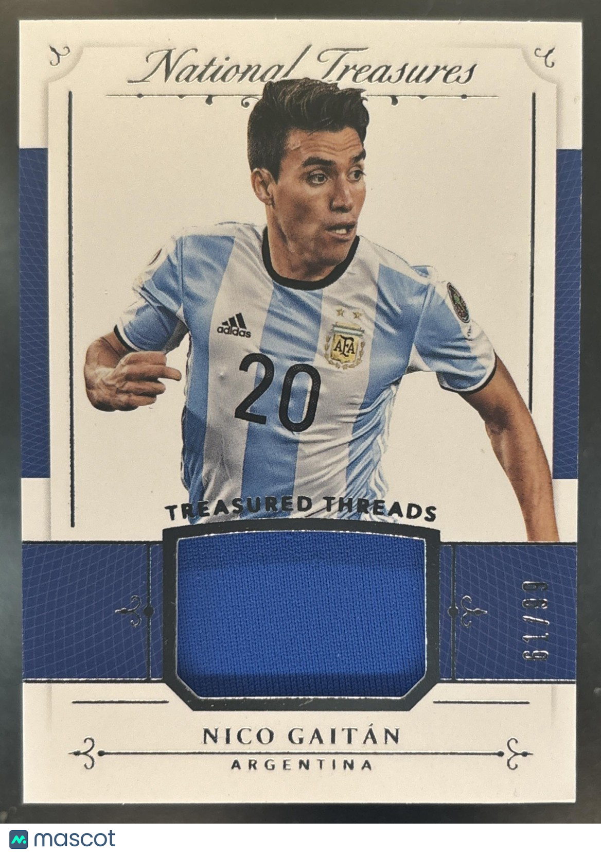 2018 Panini National Treasures Nico Gaitan Treasured Threads /99 MEM Argentina