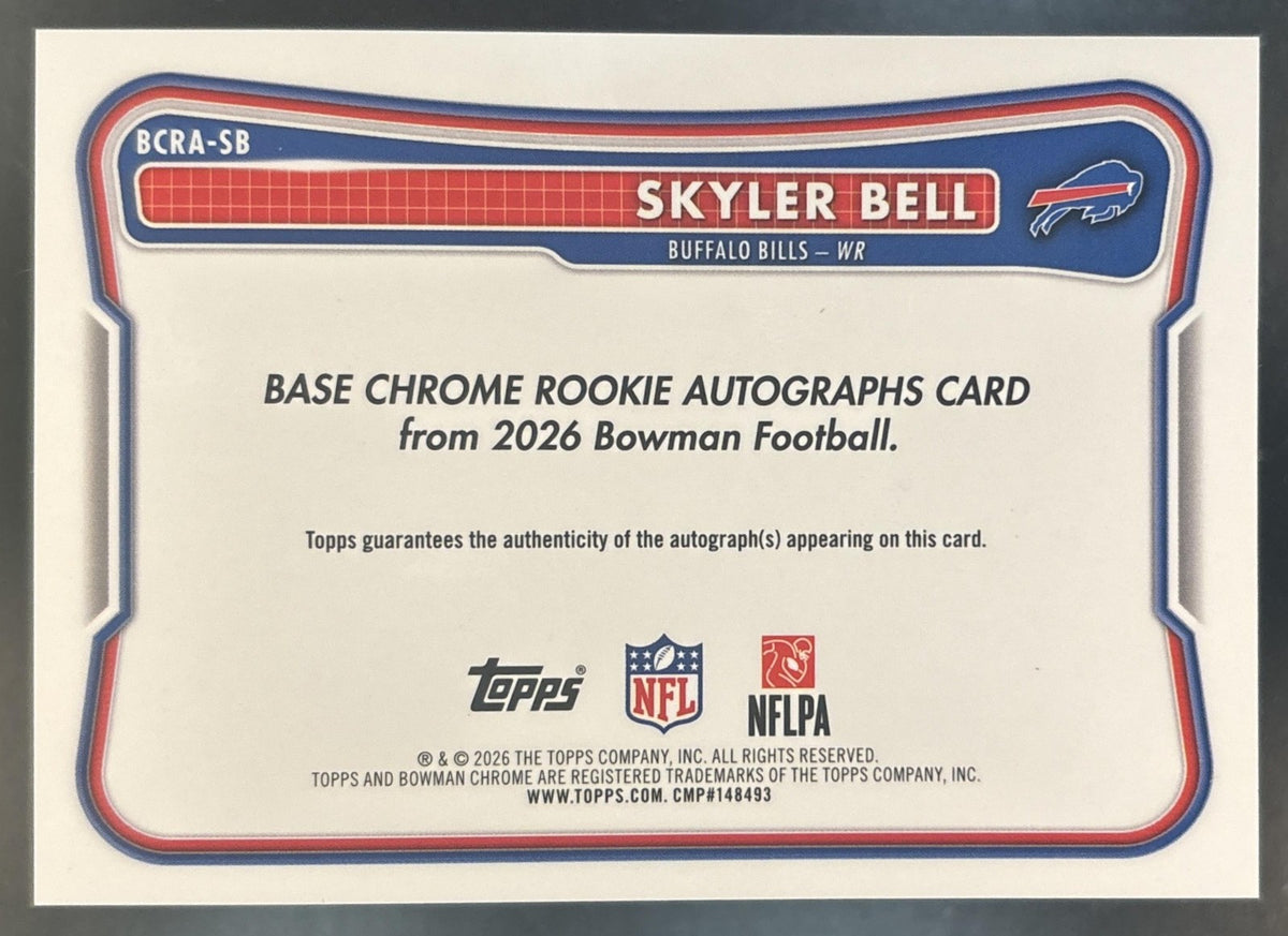 2026 Bowman Skyler Bell Chrome Rookie Auto #BCRA-SB RC Buffalo Bills