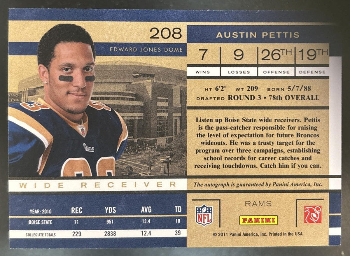 2011 Panini Playoff Contenders Austin Pettis #208 RC Auto St. Louis Rams