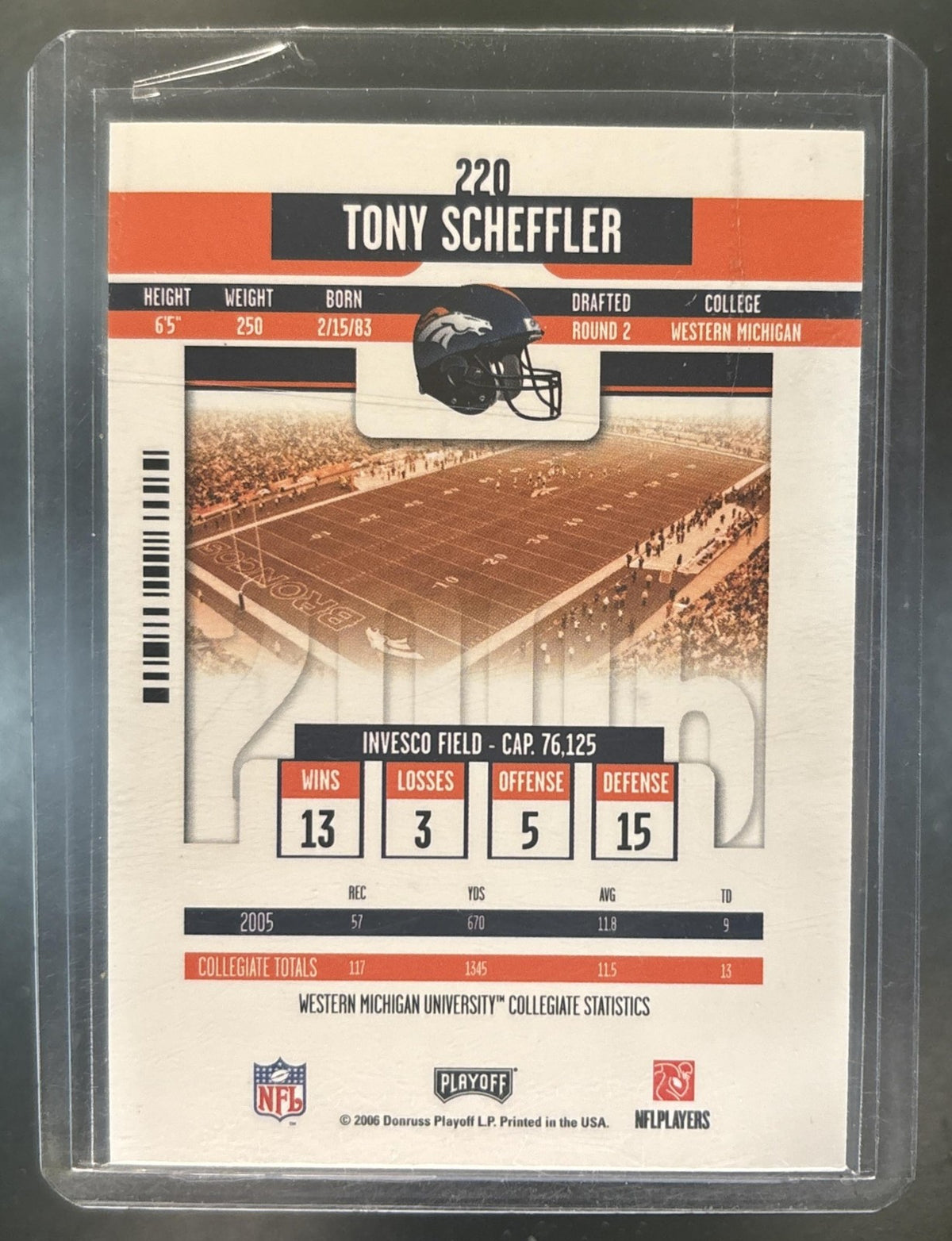 2006 Playoff Contenders Tony Scheffler #220 RC Auto Denver Broncos