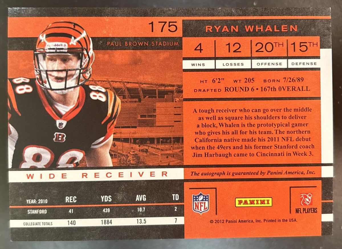 2011 Panini Playoff Contenders Ryan Whalen #175 RC Auto Cincinnati Bengals
